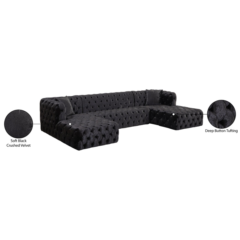 Meridian Coco Black Velvet 3 pc Sectional (3 Boxes) IMAGE 16