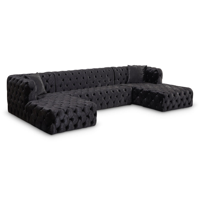 Meridian Coco Black Velvet 3pc. Sectional (3 Boxes) IMAGE 1