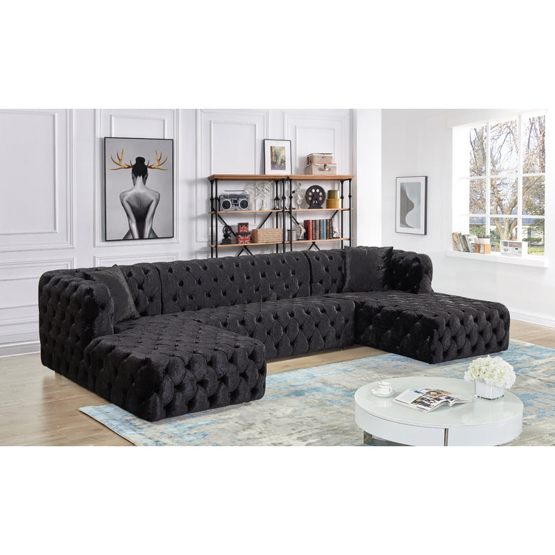 Meridian Coco Black Velvet 3pc. Sectional (3 Boxes) IMAGE 2