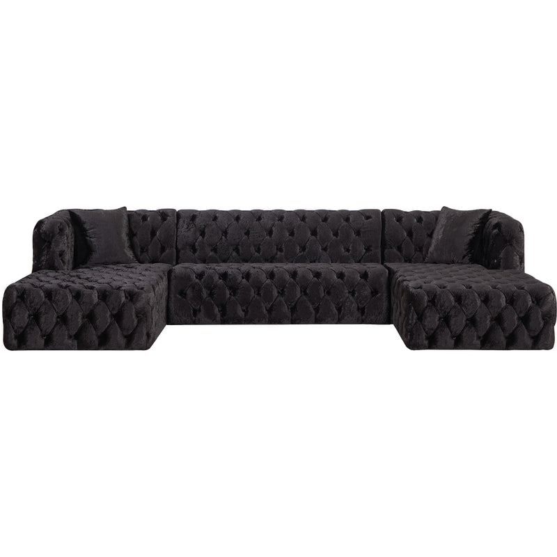 Meridian Coco Black Velvet 3pc. Sectional (3 Boxes) IMAGE 4