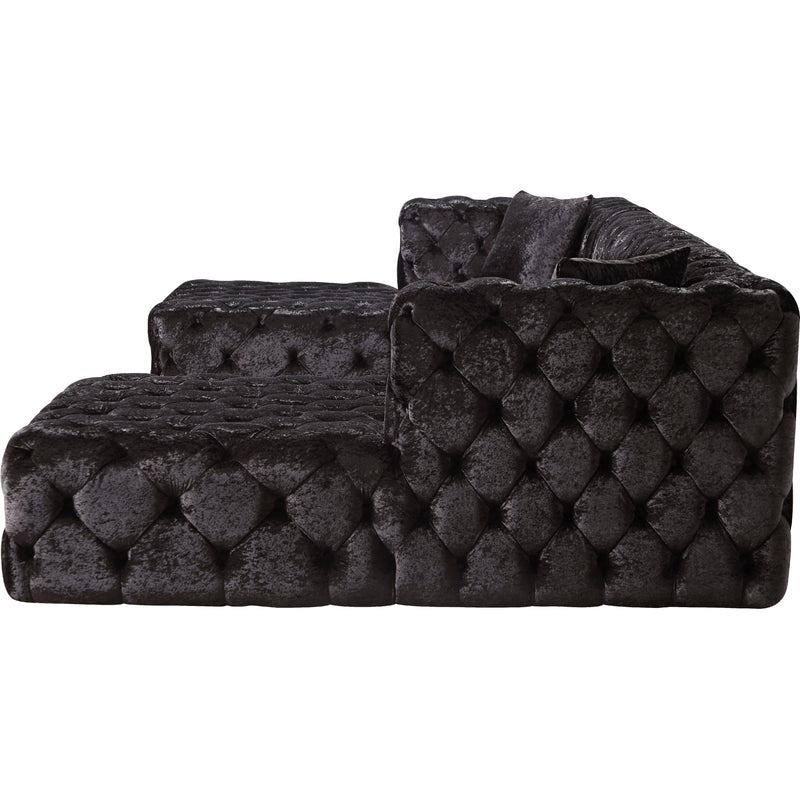 Meridian Coco Black Velvet 3pc. Sectional (3 Boxes) IMAGE 6
