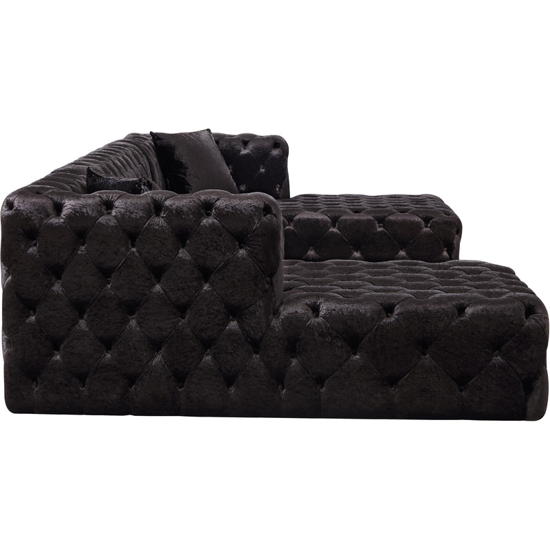 Meridian Coco Black Velvet 3pc. Sectional (3 Boxes) IMAGE 7