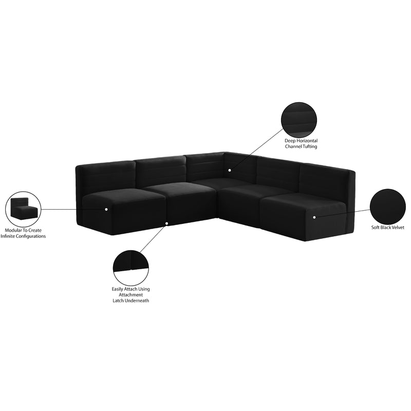 Meridian Quincy Black Velvet Modular Sectional IMAGE 14