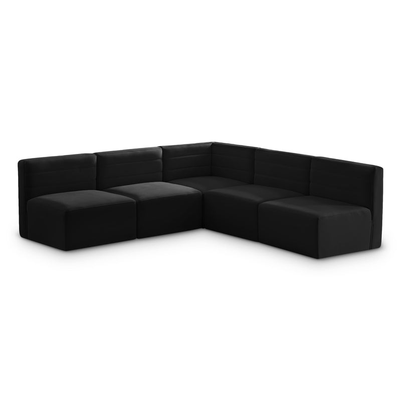 Meridian Quincy Black Velvet Modular Sectional IMAGE 1