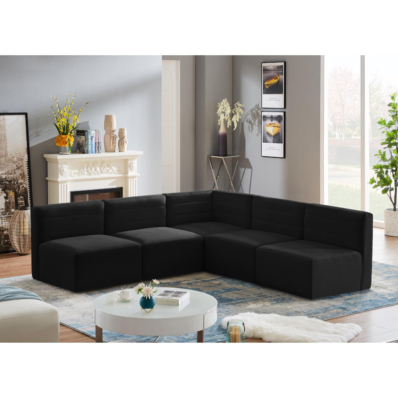 Meridian Quincy Black Velvet Modular Sectional IMAGE 2