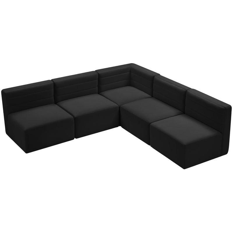 Meridian Quincy Black Velvet Modular Sectional IMAGE 5