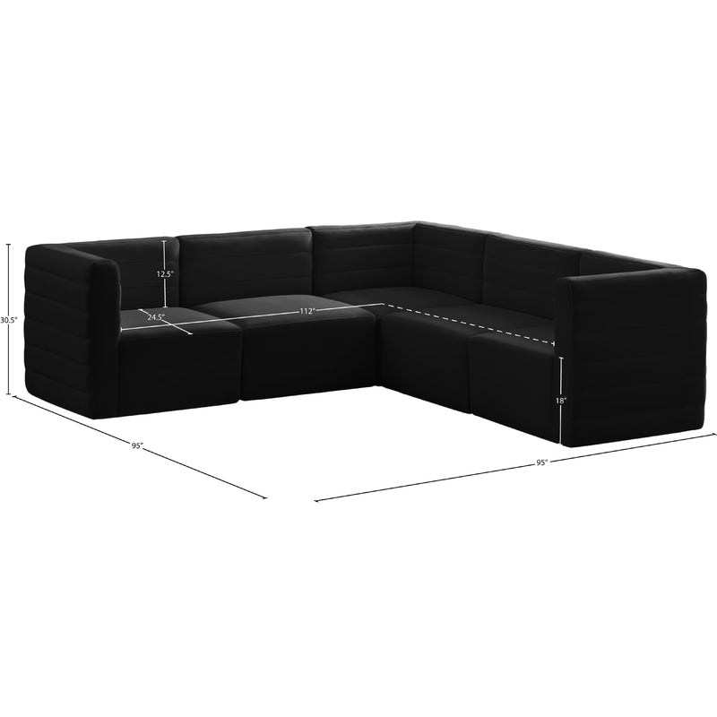 Meridian Quincy Black Velvet Modular Sectional IMAGE 13