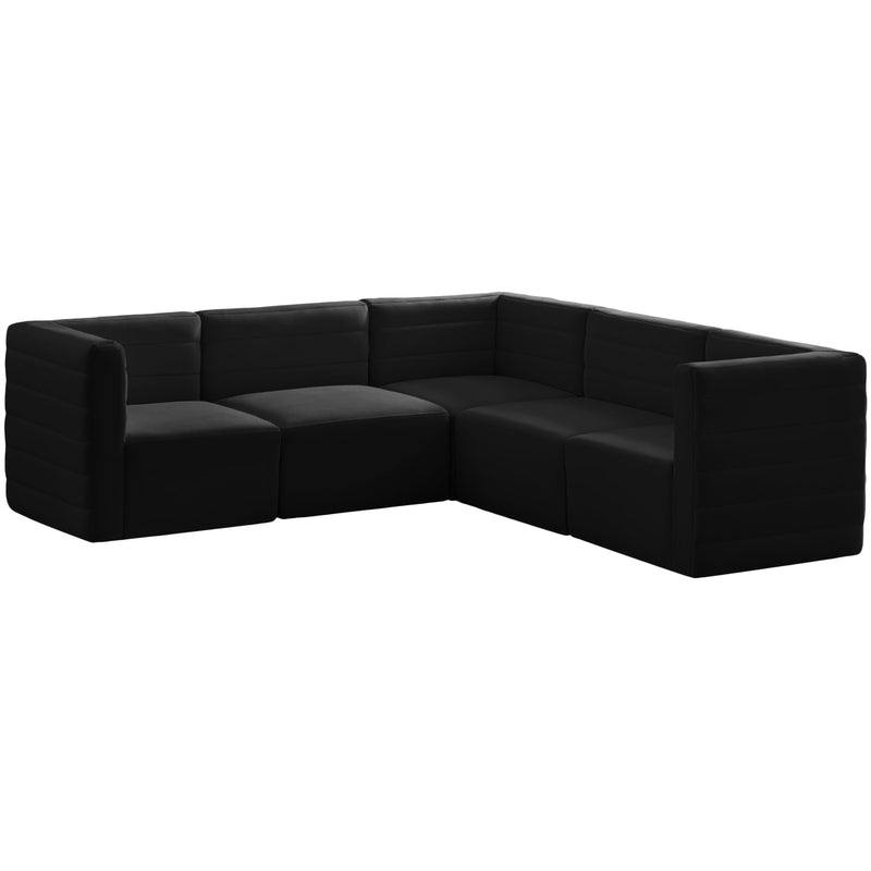 Meridian Quincy Black Velvet Modular Sectional IMAGE 1