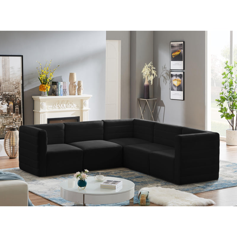 Meridian Quincy Black Velvet Modular Sectional IMAGE 2