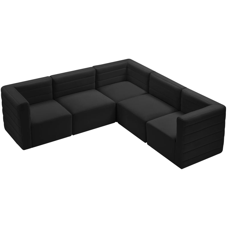 Meridian Quincy Black Velvet Modular Sectional IMAGE 5