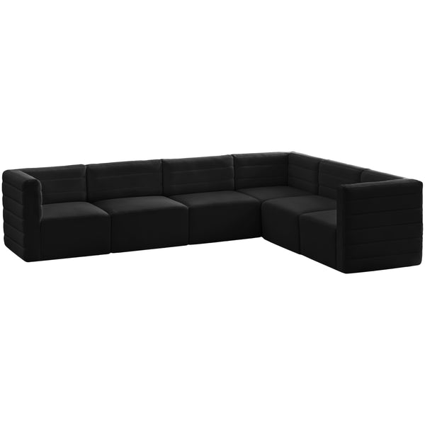 Meridian Quincy Black Velvet Modular Sectional IMAGE 1