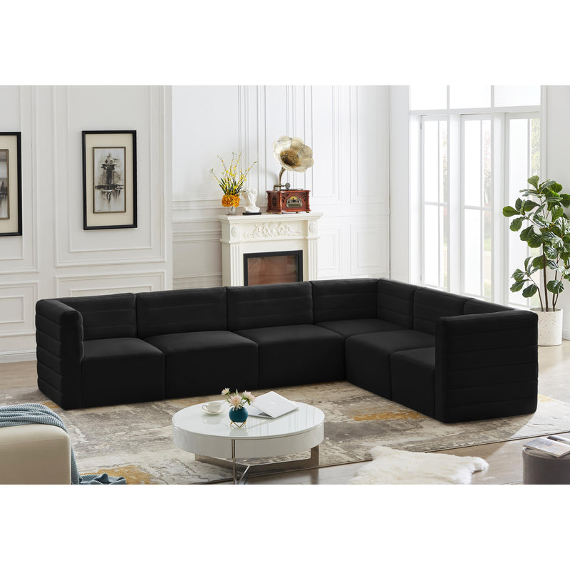 Meridian Quincy Black Velvet Modular Sectional IMAGE 2