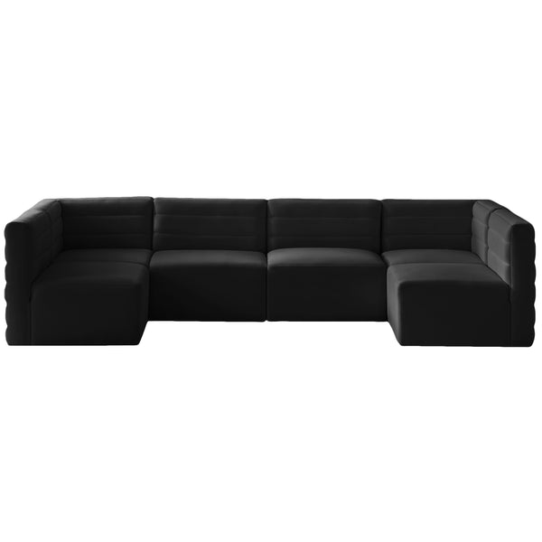 Meridian Quincy Black Velvet Modular Sectional IMAGE 1