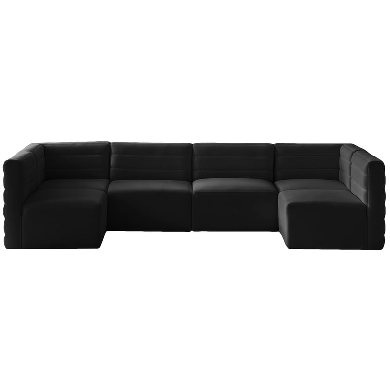 Meridian Quincy Black Velvet Modular Sectional IMAGE 1