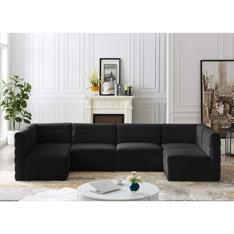 Meridian Quincy Black Velvet Modular Sectional IMAGE 2