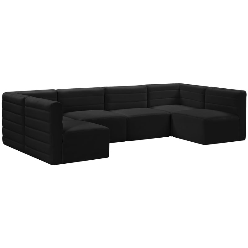 Meridian Quincy Black Velvet Modular Sectional IMAGE 5