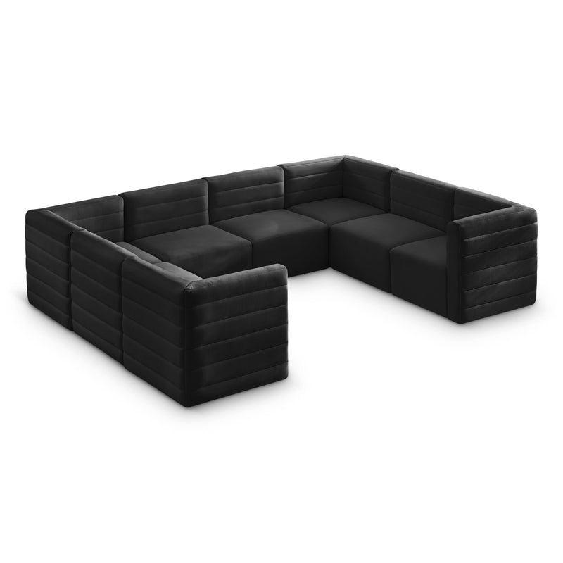 Meridian Quincy Black Velvet Modular Sectional IMAGE 1