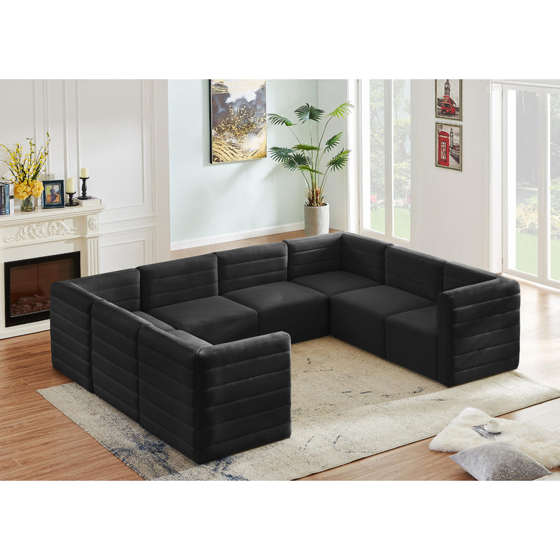 Meridian Quincy Black Velvet Modular Sectional IMAGE 2
