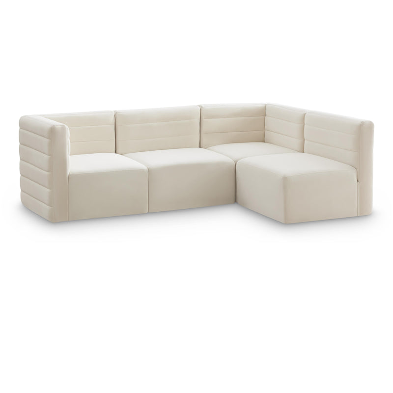 Meridian Quincy Cream Velvet Modular Sectional IMAGE 1
