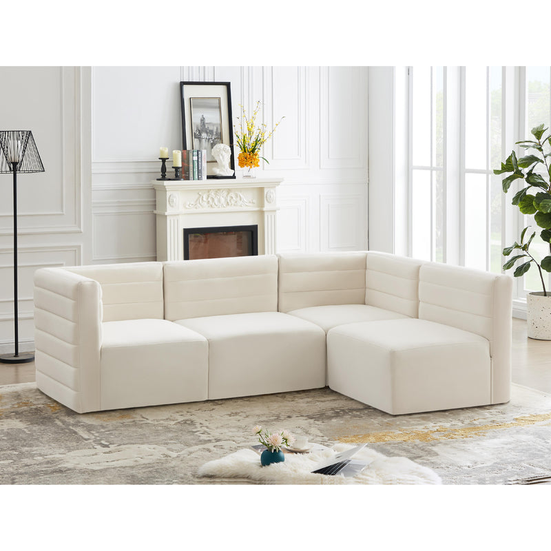 Meridian Quincy Cream Velvet Modular Sectional IMAGE 2