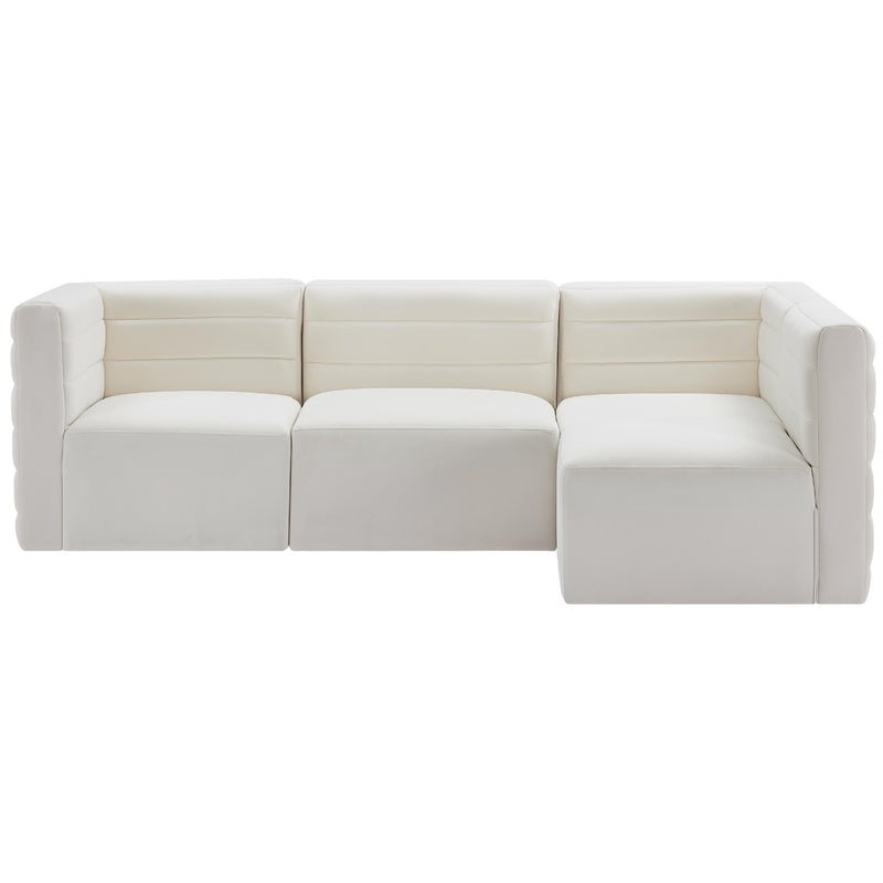 Meridian Quincy Cream Velvet Modular Sectional IMAGE 4