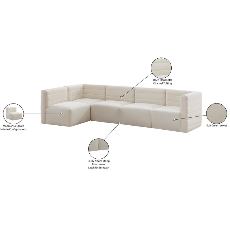 Meridian Quincy Cream Velvet Modular Sectional IMAGE 15
