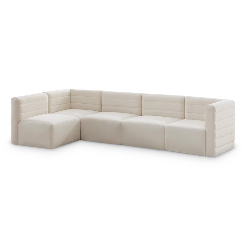 Meridian Quincy Cream Velvet Modular Sectional IMAGE 1