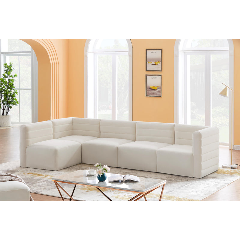 Meridian Quincy Cream Velvet Modular Sectional IMAGE 2