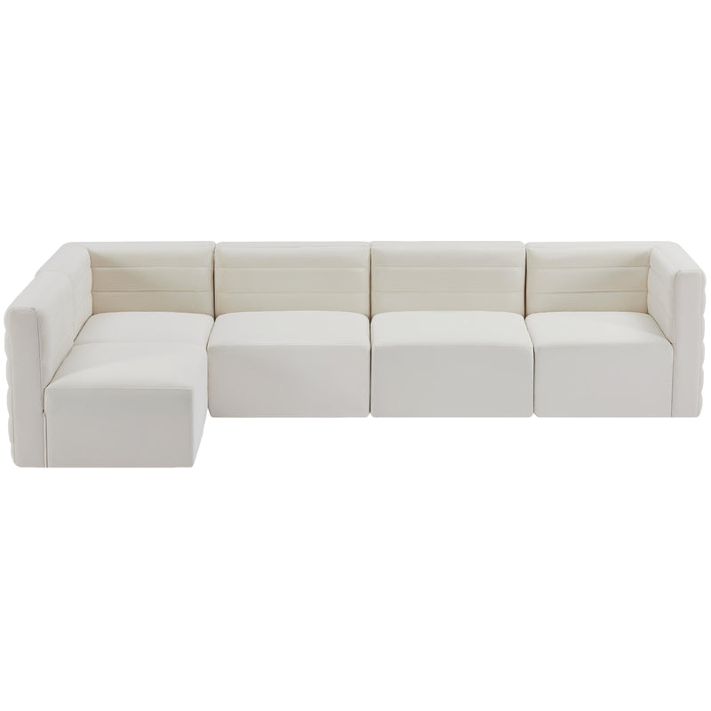 Meridian Quincy Cream Velvet Modular Sectional IMAGE 5