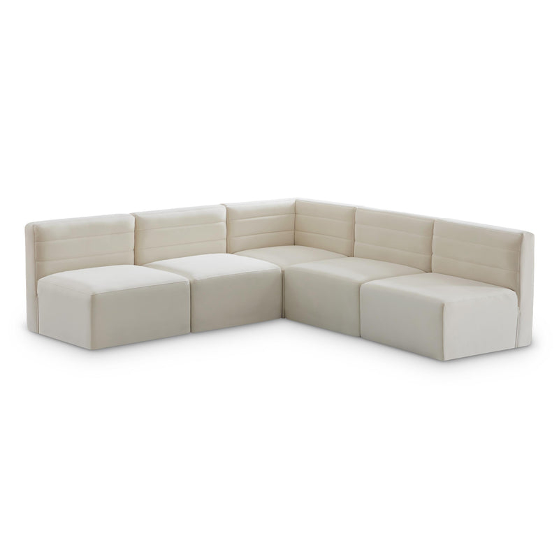 Meridian Quincy Cream Velvet Modular Sectional IMAGE 1