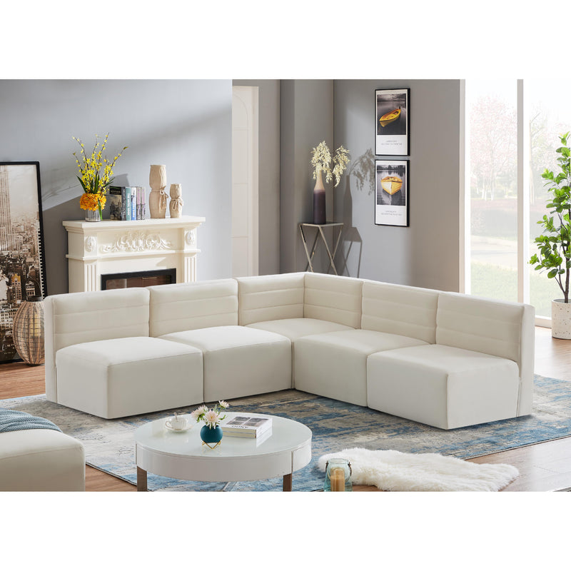Meridian Quincy Cream Velvet Modular Sectional IMAGE 2