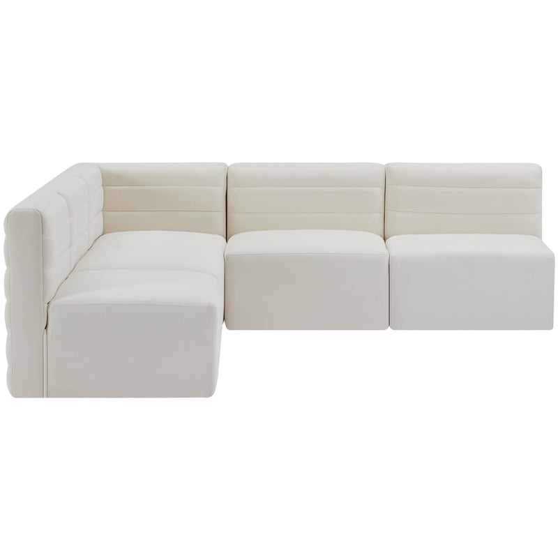 Meridian Quincy Cream Velvet Modular Sectional IMAGE 4