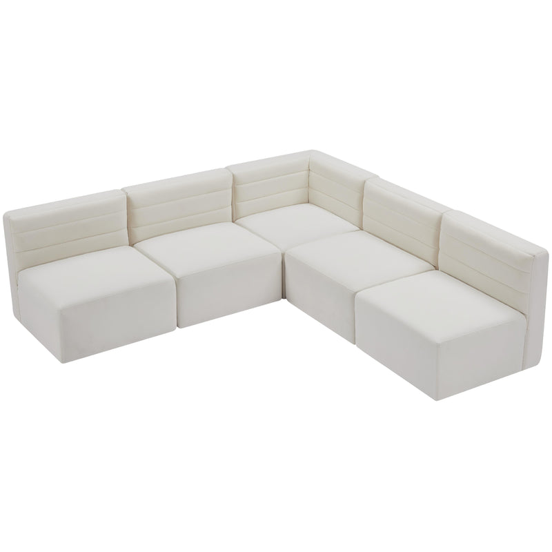 Meridian Quincy Cream Velvet Modular Sectional IMAGE 5