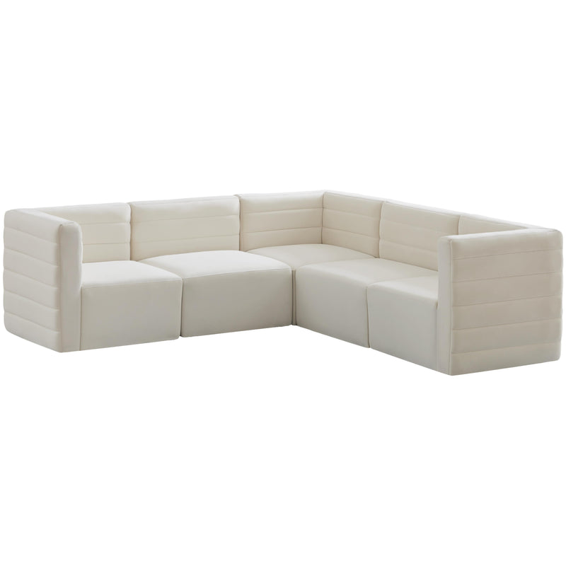 Meridian Quincy Cream Velvet Modular Sectional IMAGE 1