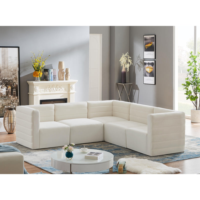 Meridian Quincy Cream Velvet Modular Sectional IMAGE 2