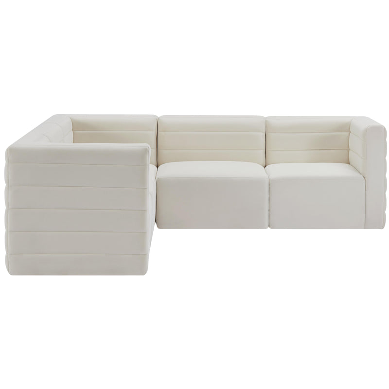 Meridian Quincy Cream Velvet Modular Sectional IMAGE 4