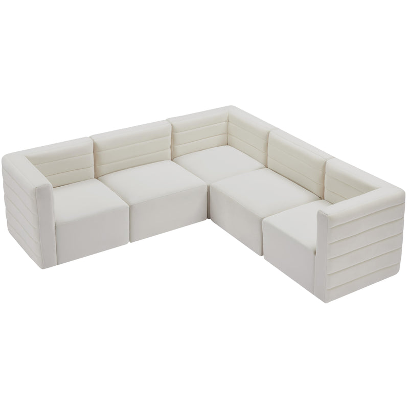 Meridian Quincy Cream Velvet Modular Sectional IMAGE 5