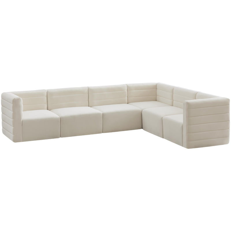 Meridian Quincy Cream Velvet Modular Sectional IMAGE 1