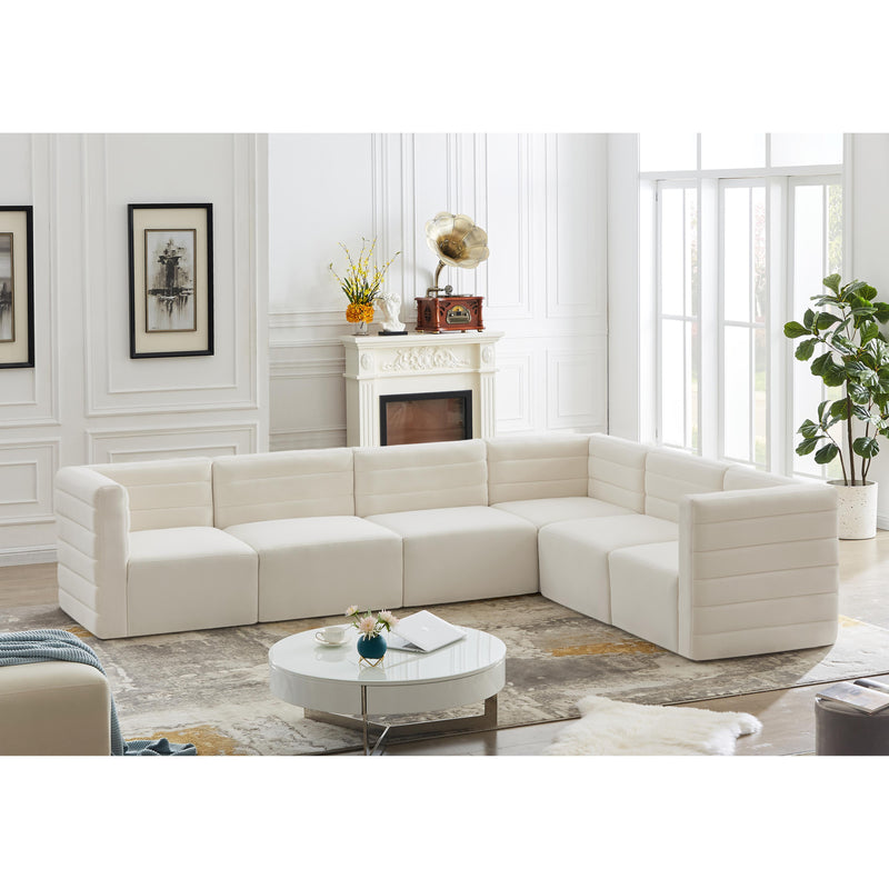 Meridian Quincy Cream Velvet Modular Sectional IMAGE 2