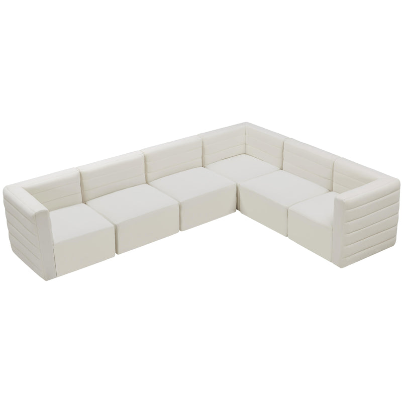 Meridian Quincy Cream Velvet Modular Sectional IMAGE 6