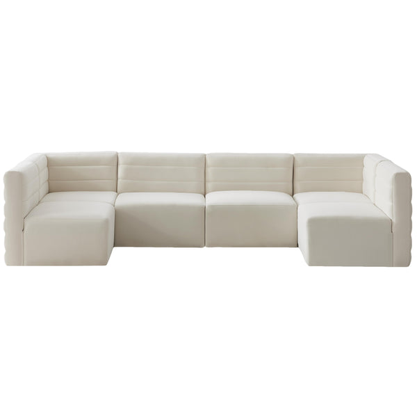 Meridian Quincy Cream Velvet Modular Sectional IMAGE 1