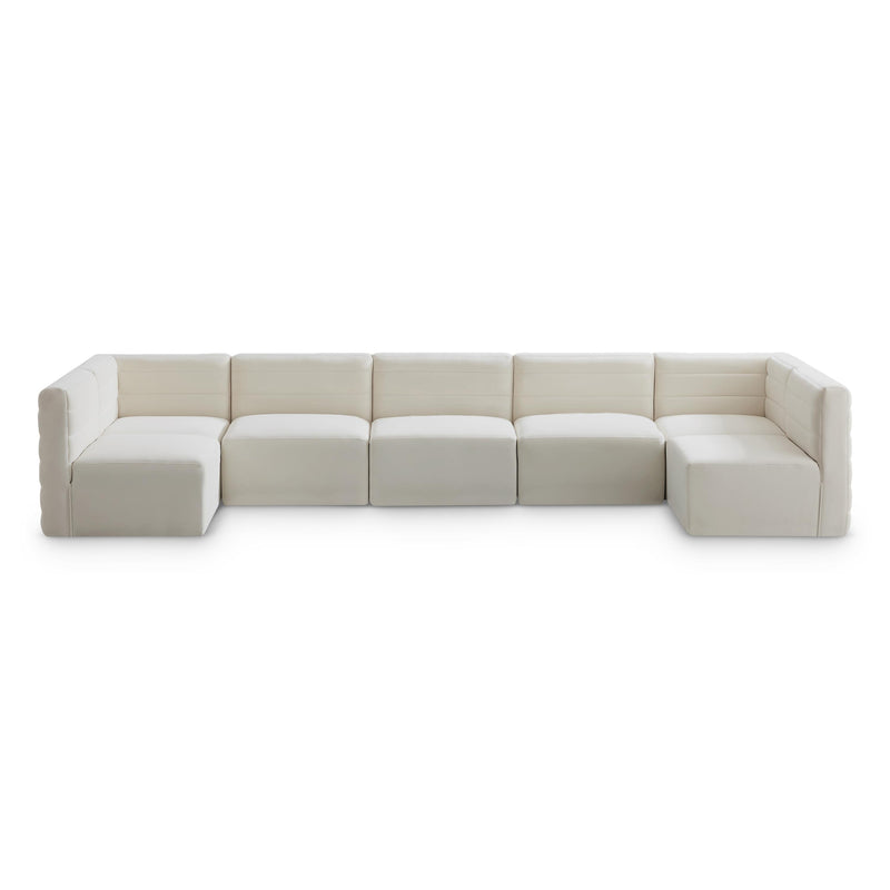 Meridian Quincy Cream Velvet Modular Sectional IMAGE 1
