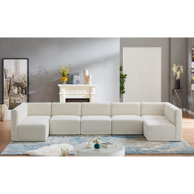 Meridian Quincy Cream Velvet Modular Sectional IMAGE 2