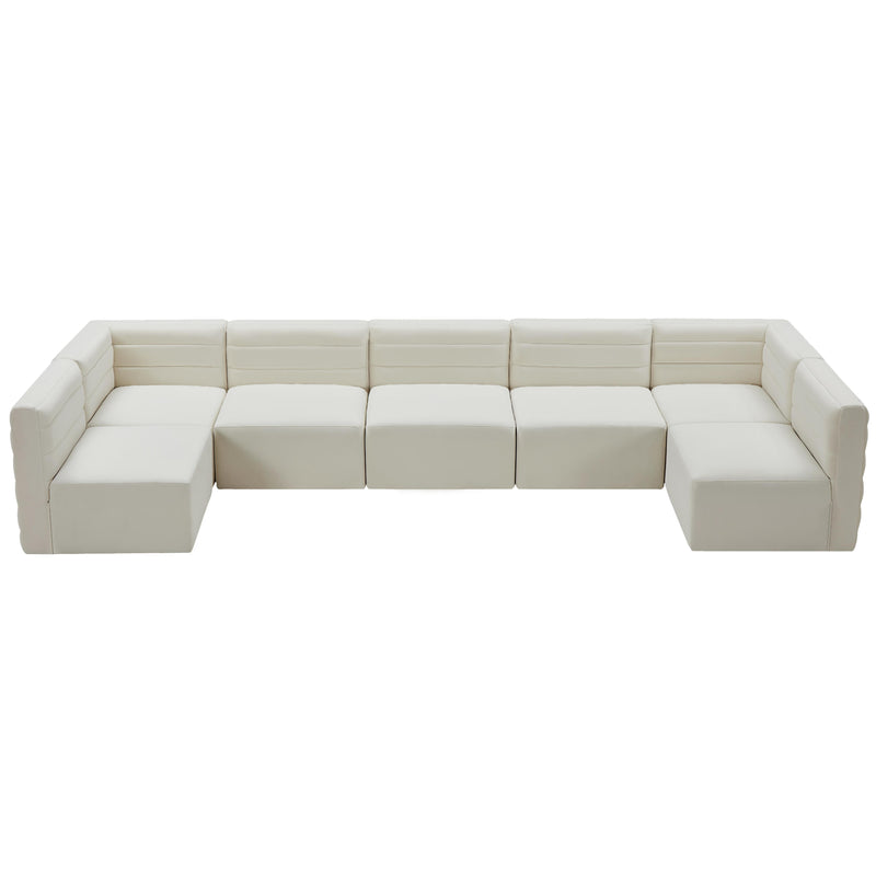 Meridian Quincy Cream Velvet Modular Sectional IMAGE 4