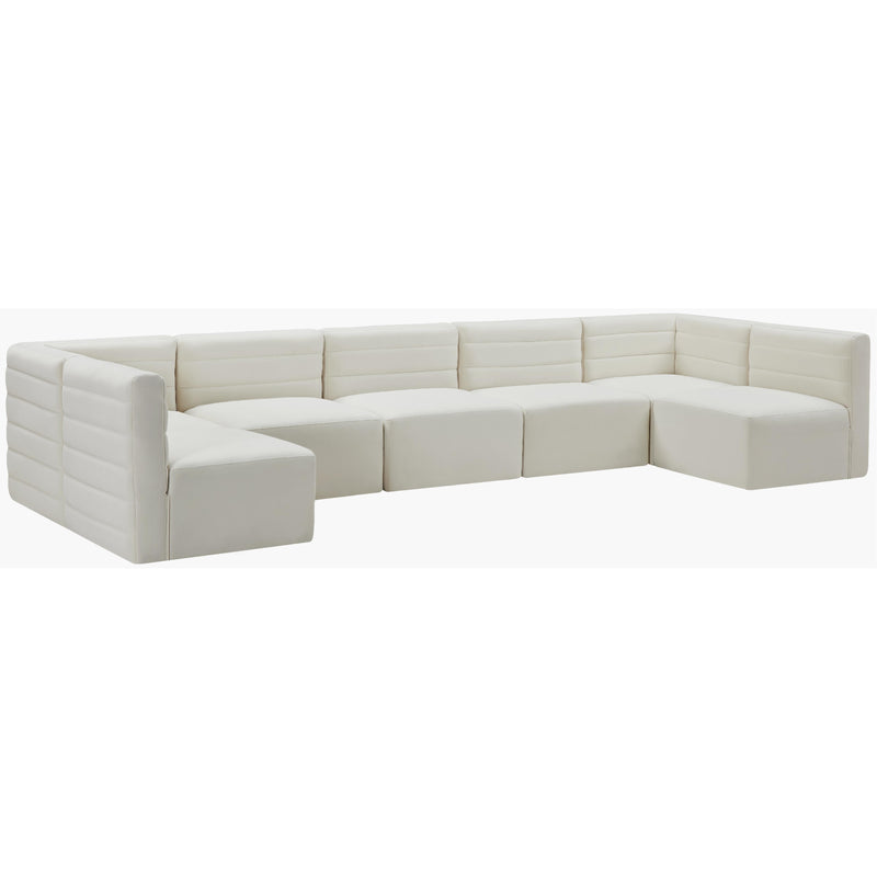Meridian Quincy Cream Velvet Modular Sectional IMAGE 5