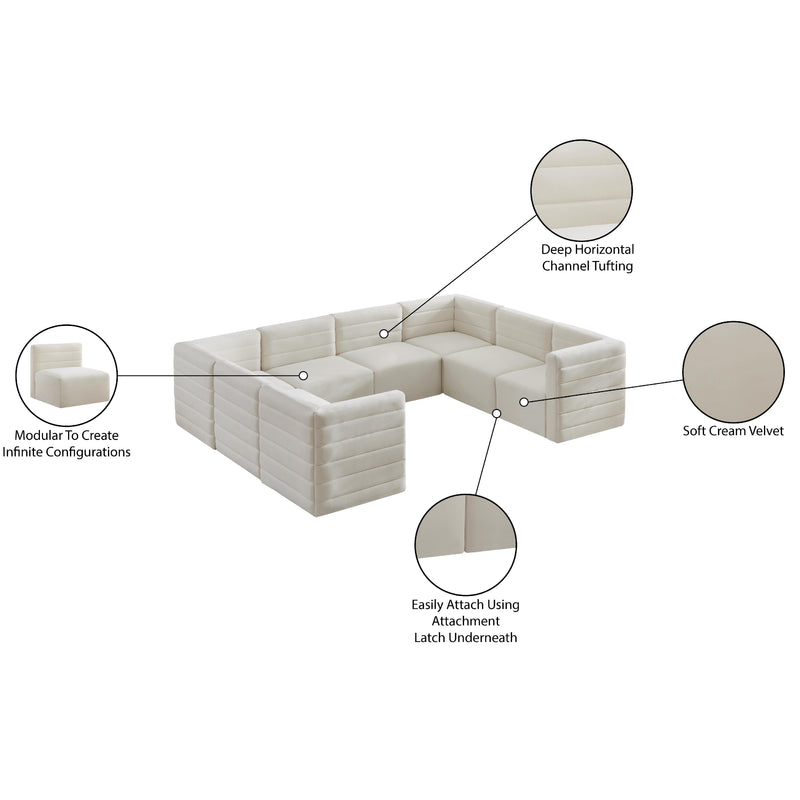 Meridian Quincy Cream Velvet Modular Sectional IMAGE 16