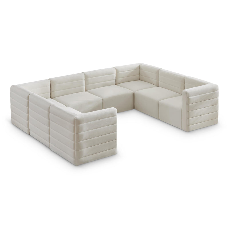 Meridian Quincy Cream Velvet Modular Sectional IMAGE 1