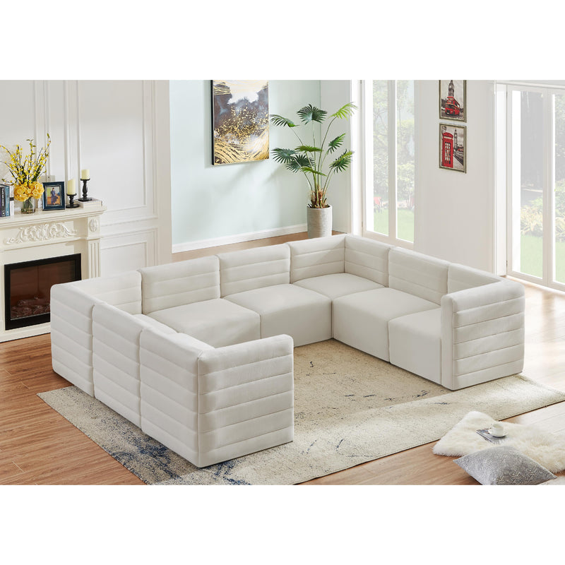 Meridian Quincy Cream Velvet Modular Sectional IMAGE 2
