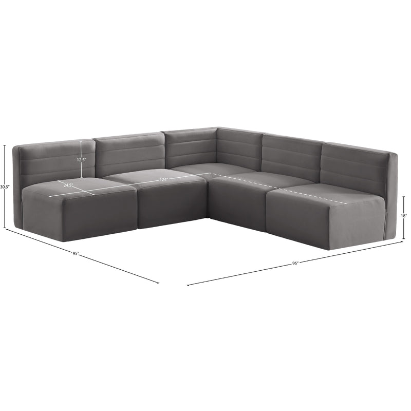 Meridian Quincy Grey Velvet Modular Sectional IMAGE 13