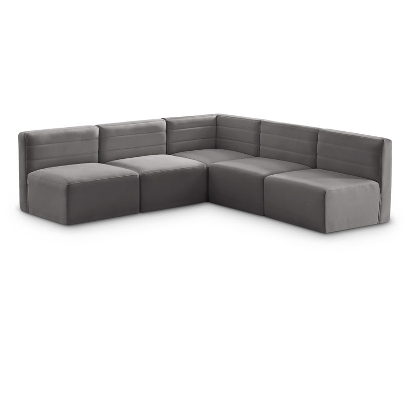 Meridian Quincy Grey Velvet Modular Sectional IMAGE 1